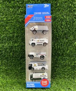 SET DE CARRO DE POLICÍA COLOR BLANCO 1UND (5PCS)