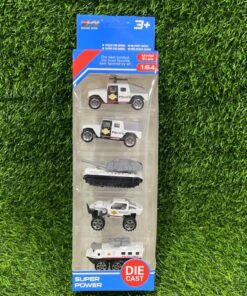 SET DE CARRO DE POLICÍA COLOR BLANCO 1UND (5PCS)