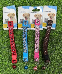 COLLAR PARA MASCOTA DE ESTAMPADO DE LEOPARDO CON CASCABEL #1.0 1UND