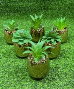 SUCULENTA CON BASE DE PIÑA DORADA 1UND