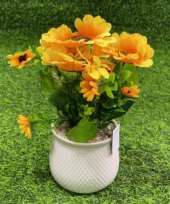 FLOR ARTIFICIAL DE GIRASOL CON FLORERO CIRCULAR 1UND