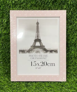 PORTA RETRATO DE COLOR ROSADO CON PUNTO BLANCO 6X8″ 1UND