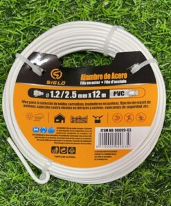 ALAMBRE DE ACERO RECUBIERTO DE PLÁSTICO COLOR BLANCO 1.2/2.5MMX12M 1UND