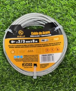 CABLE DE ACERO RECUBIERTO DE PLÁSTICO 2/3MMX8M 1UND