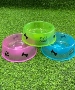 TAZA REDONDA PARA MASCOTA DE HUESOS Y HUELLAS 1UND