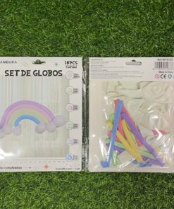 SET DE GLOBOS DE ARCO IRIS 1UND (18PCS)