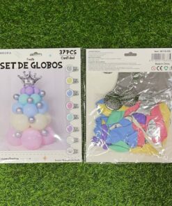 SET DE GLOBOS DE CORONA PLATEADA 1UND (37PCS)