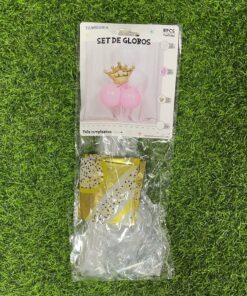 SET DE GLOBOS DE CORONA DORADA 1UND (8PCS )