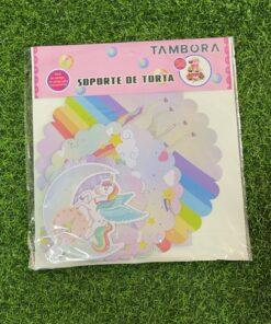 SOPORTE CARTON PARA POSTRES DE 3 PISOS DE UNICORNIO 1UND