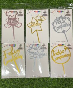 DECORACIÓN PARA QUEQUE DE FELIZ CUMPLEAÑOS Y CON DISEÑOS 1UND