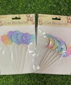 DECORACIÓN PARA QUEQUE DE CORAZÓN / LUNA 1UND (5PCS)