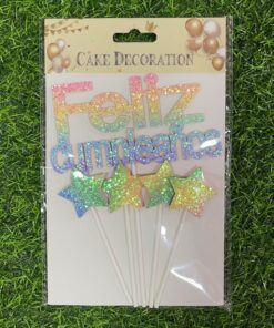 DECORACIÓN PARA QUEQUE DE FELIZ CUMPLEAÑOS Y ESTRELLA 1UND (5PCS)