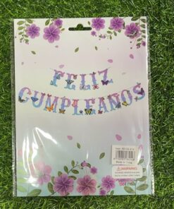 BANDERA PARA FIESTA DE LFELIZ CUMPLEAÑOS MARIPOSA 1UND