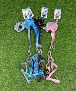 COLLAR Y CUERDA CON BOLSITA PARA MASCOTA DE ANIMALES #1.5 120CM 1UND (3PCS)