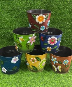 BALDE DE COLOR LISO CON FLOR 17.5*14 1UND