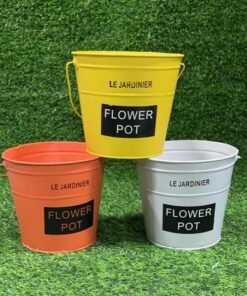 BALDE DE COLOR LISO CON LETRA 16*14.5*12 1UND