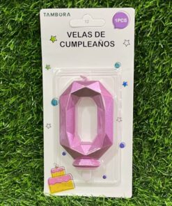 VELA NUMÉRICA COLOR ROSADA #0 7.7CM 1UND