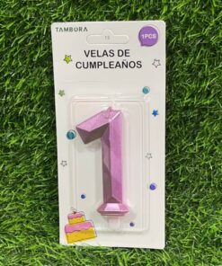 VELA NUMÉRICA COLOR ROSADA #1 7.7CM 1UND