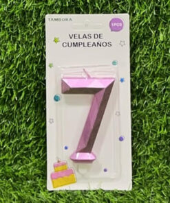 VELA NUMÉRICA COLOR ROSADA #7 7.7CM 1UND