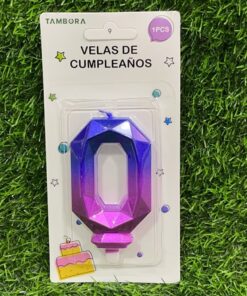 VELA NUMÉRICA COLOR DEGRADADA #0 7.7CM 1UND