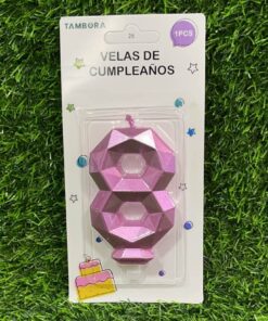 VELA NUMÉRICA COLOR ROSADA #8 7.7CM 1UND