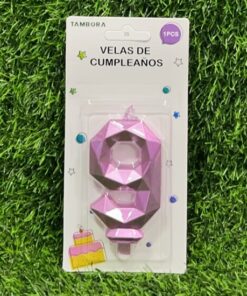 VELA NUMÉRICA COLOR ROSADA #9 7.7CM 1UND