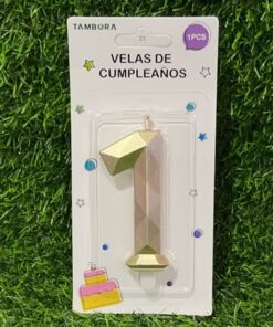 VELA NUMÉRICA COLOR DORADA #1 7.7CM 1UND