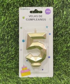 VELA NUMÉRICA COLOR DORADA #5 7.7CM 1UND
