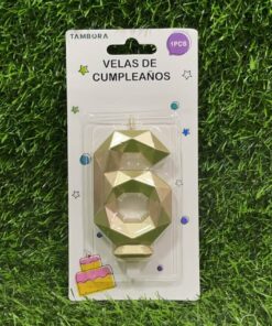 VELA NUMÉRICA COLOR DORADA #6 7.7CM 1UND