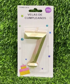 VELA NUMÉRICA COLOR DORADA #7 7.7CM 1UND
