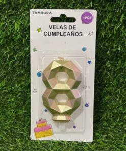VELA NUMÉRICA COLOR DORADA #8 7.7CM 1UND