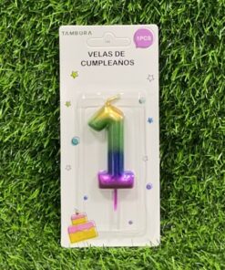 VELA NUMÉRICA COLOR DEGRADADA #1 6CM 1UND