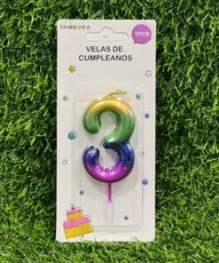 VELA NUMÉRICA COLOR DEGRADADA #3 6CM 1UND