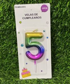 VELA NUMÉRICA COLOR DEGRADADA #5 6CM 1UND