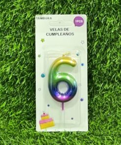 VELA NUMÉRICA COLOR DEGRADADA #6 6CM 1UND