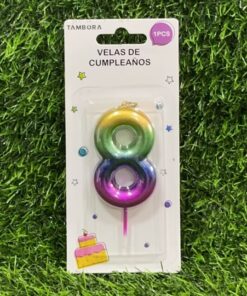 VELA NUMÉRICA COLOR DEGRADADA #8 6CM 1UND
