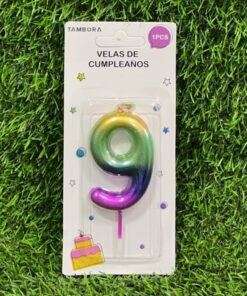 VELA NUMÉRICA COLOR DEGRADADA #9 6CM 1UND