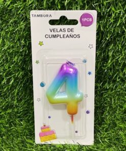 VELA NUMÉRICA COLOR DEGRADADA #4 6CM 1UND