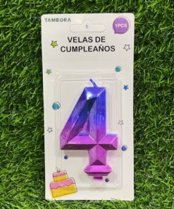 VELA NUMÉRICA COLOR DEGRADADA #4 7.7CM 1UND