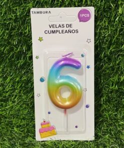 VELA NUMÉRICA COLOR DEGRADADA #6 6CM 1UND
