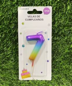 VELA NUMÉRICA COLOR DEGRADADA #7 6CM 1UND
