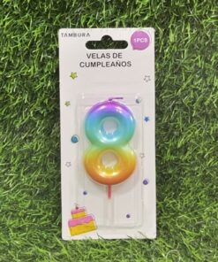VELA NUMÉRICA COLOR DEGRADADA #8 6CM 1UND