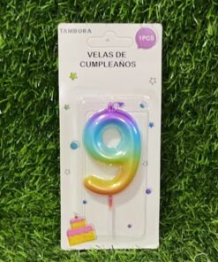 VELA NUMÉRICA COLOR DEGRADADA #9 6CM 1UND
