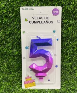 VELA NUMÉRICA COLOR DEGRADADA #5 7.7CM 1UND