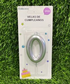 VELA NUMÉRICA COLOR PLATEADA #0 6CM 1UND