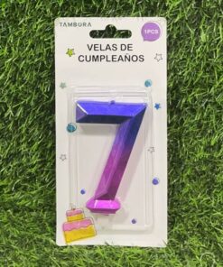 VELA NUMÉRICA COLOR DEGRADADA #7 7.7CM 1UND