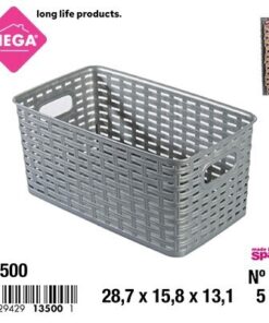 CANASTA RECTANGULAR TEJIDA COLOR GRIS 5L 1UND