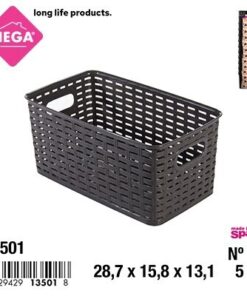 CANASTA RECTANGULAR TEJIDA COLOR CAFÉ 5L 1UND