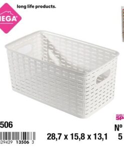 CANASTA RECTANGULAR TEJIDA COLOR BLANCA 5L 1UND