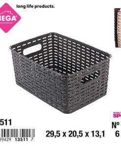 CANASTA RECTANGULAR TEJIDA COLOR CAFÉ 6L 1UND